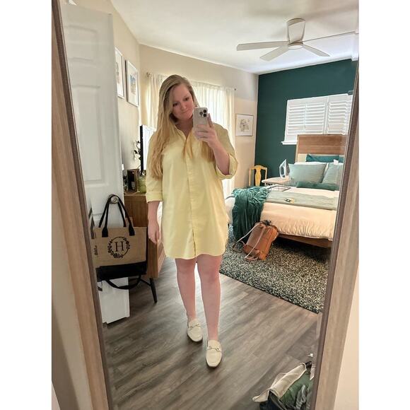 SAUNDERS x RTR Butter Yellow Collared Neck Oversized Button Up Dress Size 10 - Picture 16 of 16